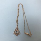 A rose gold and diamond necklace, 1.23ct