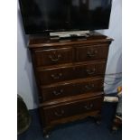 A mahogany chest of drawers