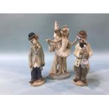 Three Lladro figures of Clowns and a Ballerina