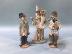 Three Lladro figures of Clowns and a Ballerina