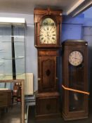 An oak long case clock, dial signed Robson Ord, with eight day movement