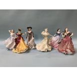 Four Royal Doulton, one Royal Worcester and one Coalport figure (6)