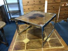 A Pieff rosewood and chrome square top table, 55cm wide