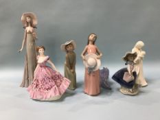 Four Lladro figures, Coalport, Worcester and a Nao figure (7)