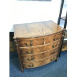 A mahogany bow front chest of drawers