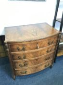 A mahogany bow front chest of drawers