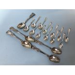 A collection of various silver spoons, 7oz