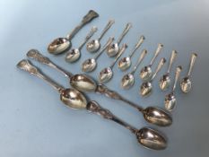 A collection of various silver spoons, 7oz