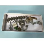 A tray of assorted costume jewellery etc.