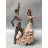 A tall Lladro group of Flamenco dancers, number 6387, 43cm height