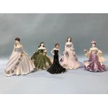 A Coalport figure, 'Lilac Time', with certificate, no.841, 'Sweet Rose', 'Biddy', 'Sentiments',