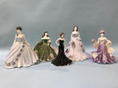 A Coalport figure, 'Lilac Time', with certificate, no.841, 'Sweet Rose', 'Biddy', 'Sentiments',