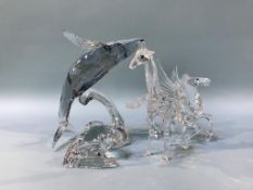 A Swarovski Giraffe, 'The Pegasus' and 'Paikea Whale' (boxed)