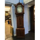 A 19th century mahogany long case clock by Henry Jackson of Newcastle Upon Tyne, with painted