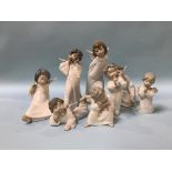 Eight Lladro 'Winged Angel' figures