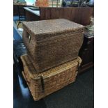 A wicker hamper and one other