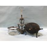 A silver plated taza and a tureen etc.