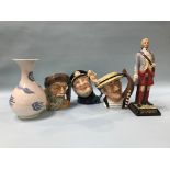 Three Royal Doulton Toby jugs and a Lladro vase etc.
