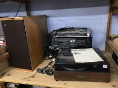 Assorted hifi equipment, to include B and W speakers and a Kenwood amplifier etc.