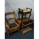 A stick stand and piano stool etc.