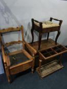 A stick stand and piano stool etc.