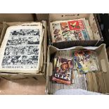 Three boxes of comics and books, to include Eagle etc.