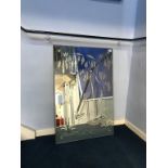 An etched glass mirror