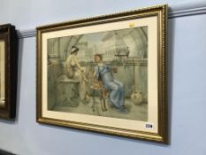 Watercolour, W. Ainsley Dolland, Classical scene, 60cm wide x 46cm long