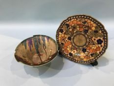 A Charlotte Rhead plate and a Crown Devon bowl