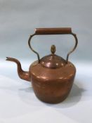 A copper kettle, embossed 'The Jolly Angler'