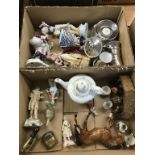 Two boxes of assorted, to include a Royal Doulton horse and continental figures etc.