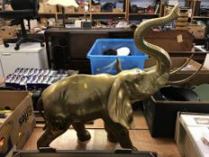 A brass elephant statue