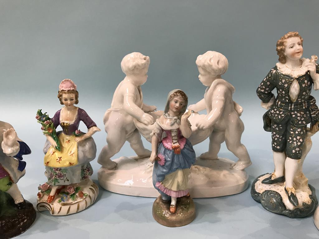 A collection of Meissen style figures - Image 3 of 5