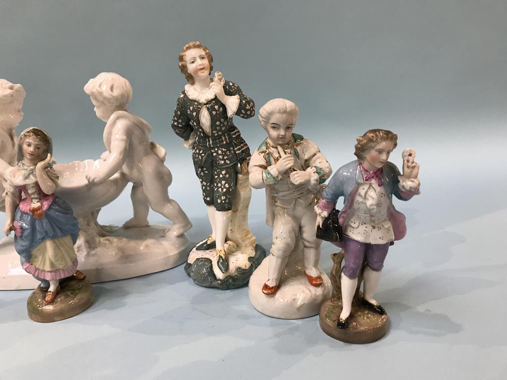 A collection of Meissen style figures - Image 4 of 5