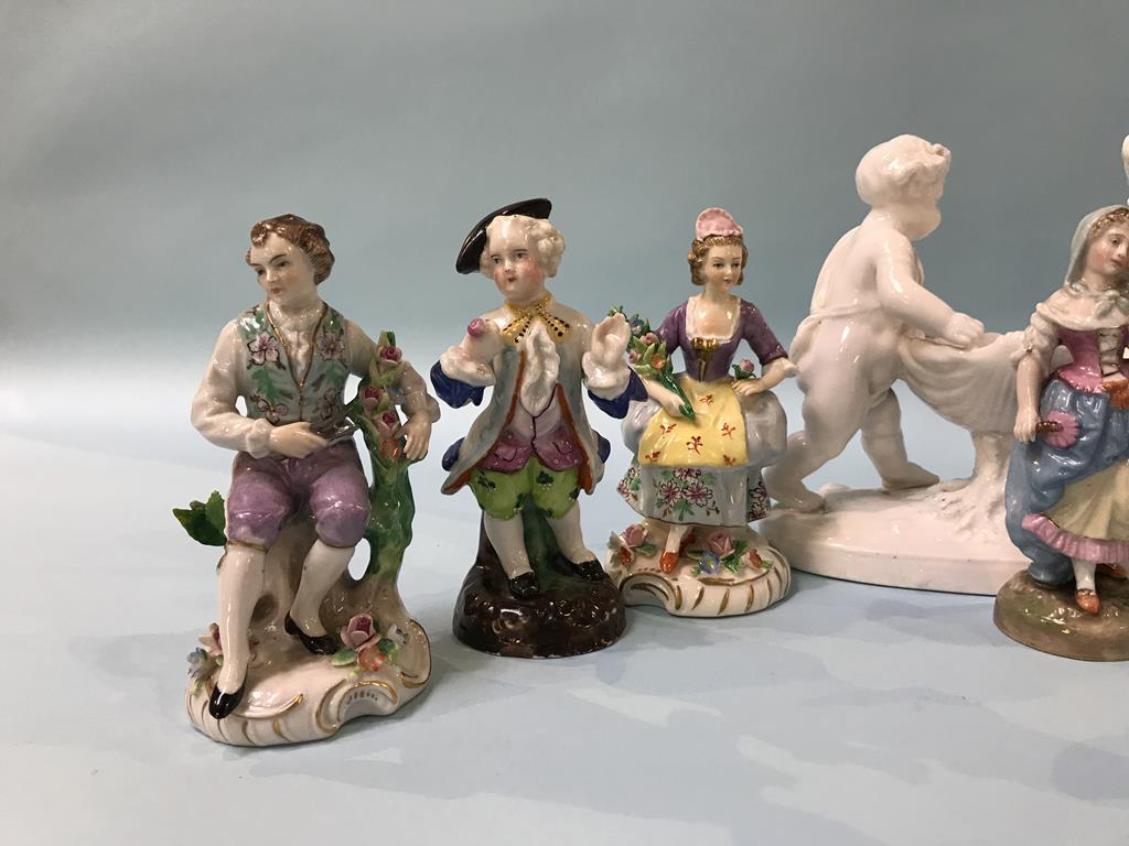 A collection of Meissen style figures - Image 2 of 5