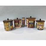 A collection of five Jia Gantofta storage jars