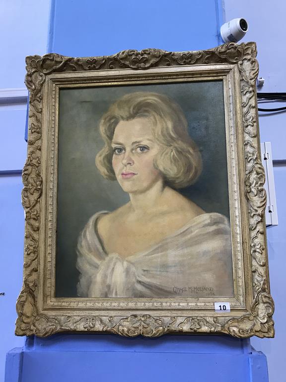 Grace M. Holland, oil on canvas, dated 1964, 'Portrait', 50 x 40cm - Bild 3 aus 3