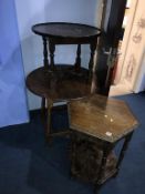 Three oak occasional tables