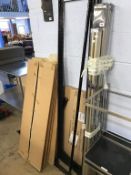 Assorted racking, prints, curtain poles etc.