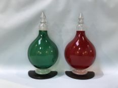 Two plastic display chemist bottles