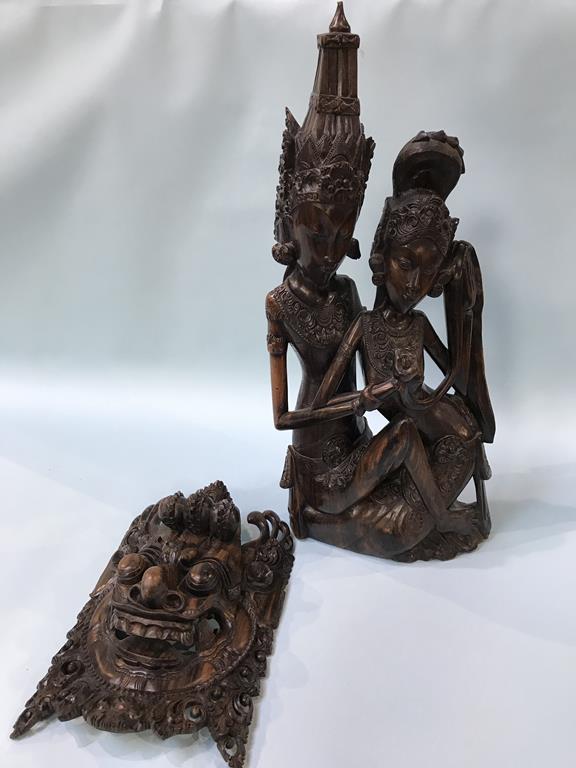 Two carved Polynesian sculptures