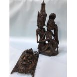 Two carved Polynesian sculptures