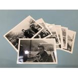 A collection of eight previously unseen black and white photographs of Elvis Presley on the set of