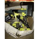 A quantity of Ryobi tools