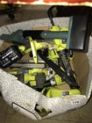 A quantity of Ryobi tools