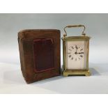 A carriage clock and case, 11cm height