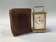 A carriage clock and case, 11cm height