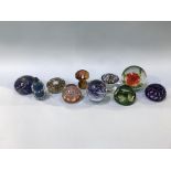 Ten various glass paperweights