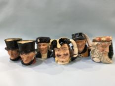 Six large various Royal Doulton character jugs