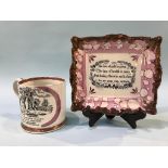 A 19th century purple lustre Sunderland 'Sailors Farewell' tankard and a Dixon wall plaque